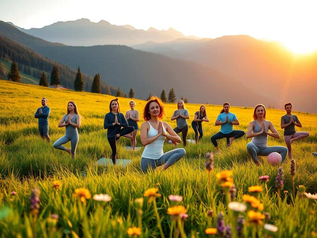 Outdoor yoga practice enriching wellbeing
